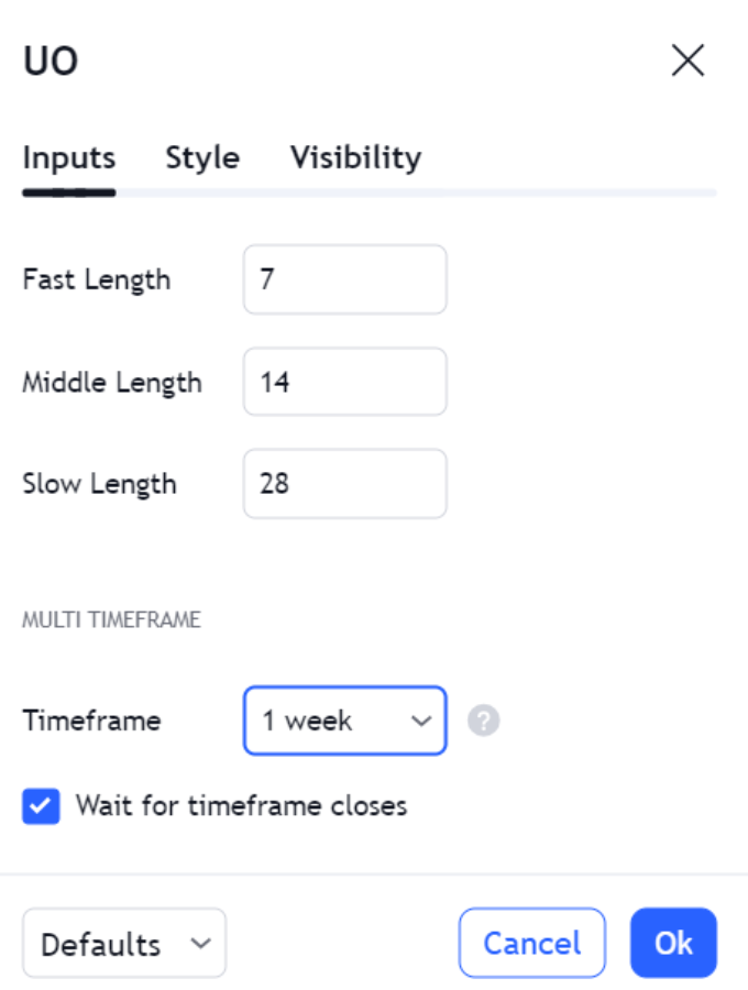 Ultimate Oscillator Settings 