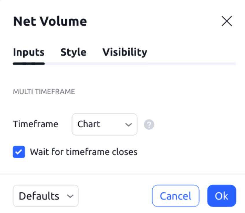 Net Volume Indicator Settings