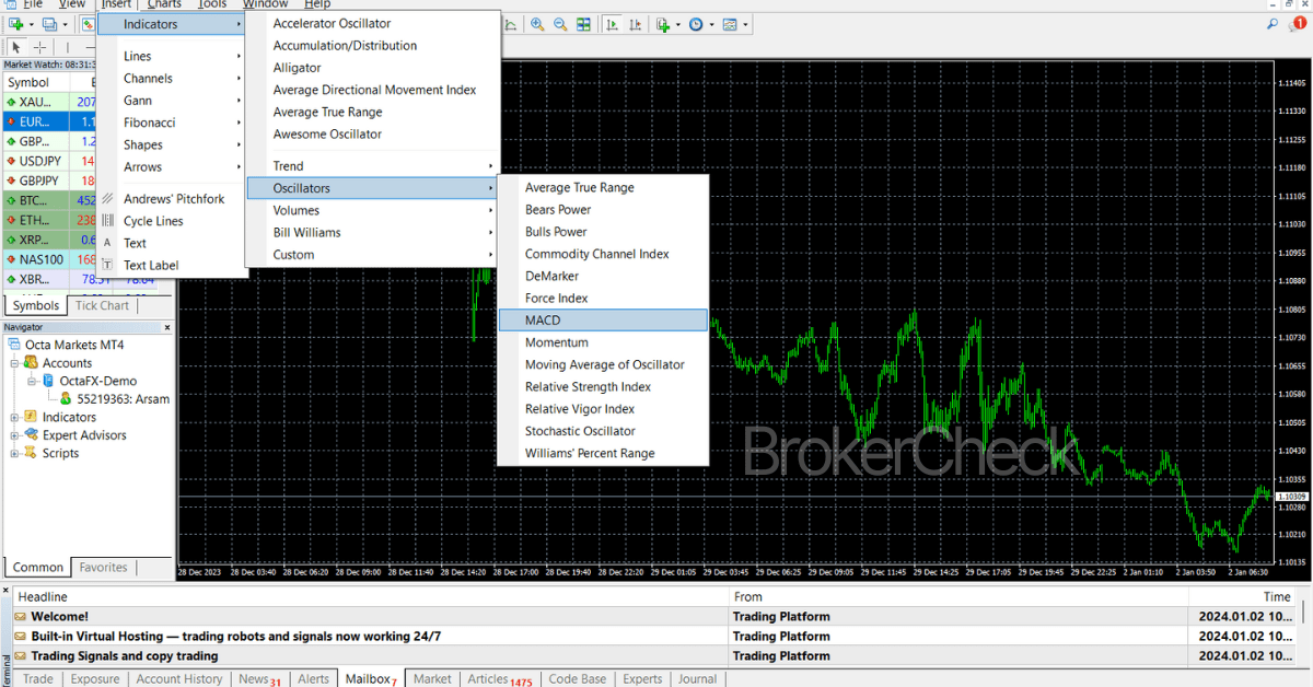 How to setup MACD in MT4