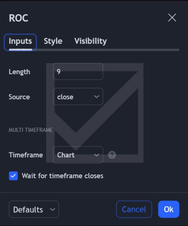 Rate Of Change (ROC) Setup