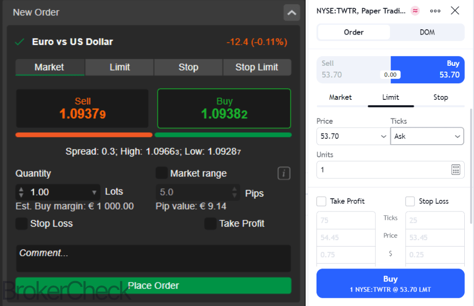 Tradingview And cTrader Order Options