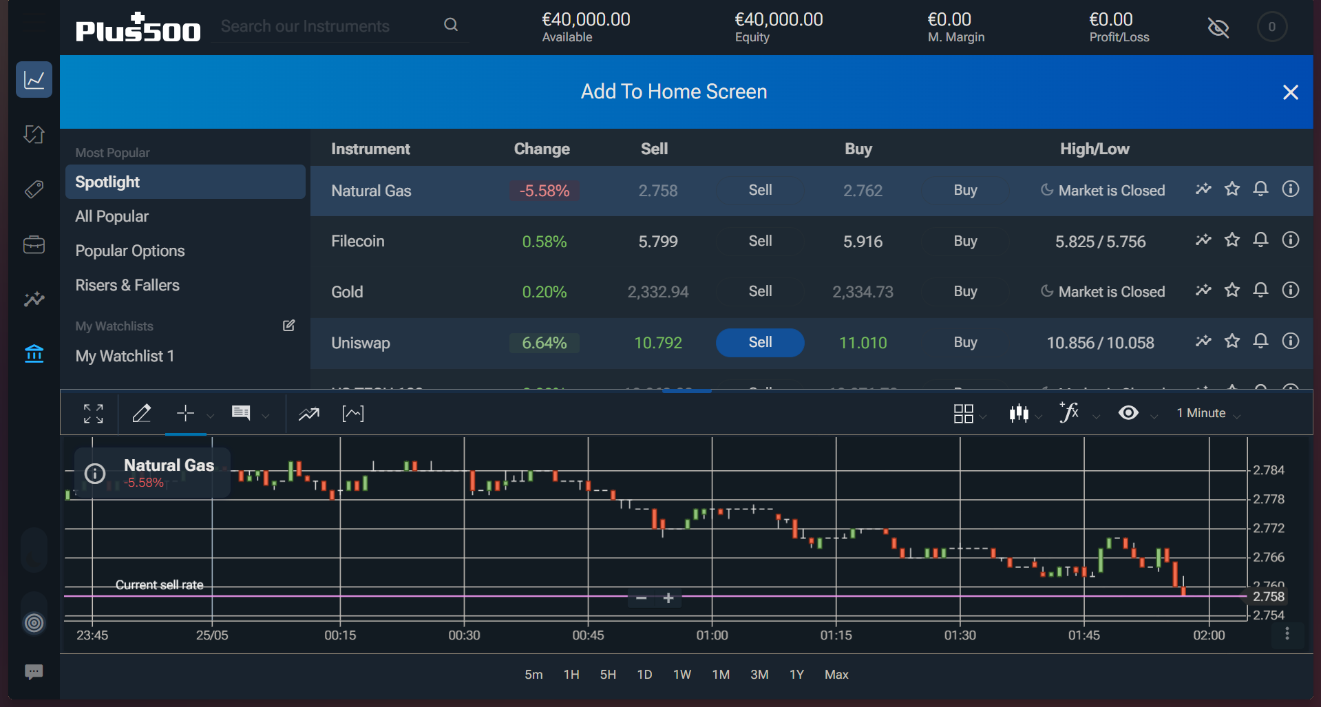 Plus500 Trading Platform